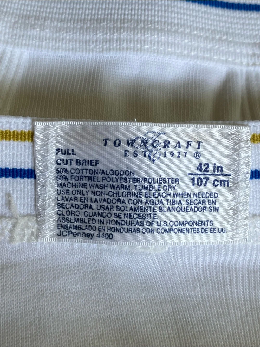 NEW Vintage TOWNCRAFT 3 Pack Full Cut Men's White Briefs JCPenney Sz 42 USA